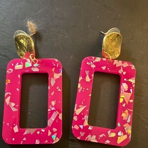 Pink and Gold Geometric Earrings